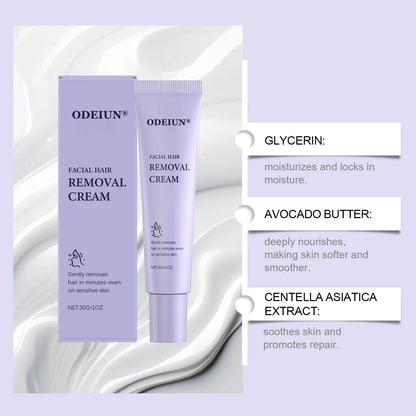 Gentle and Painless Facial Hair Removal Cream