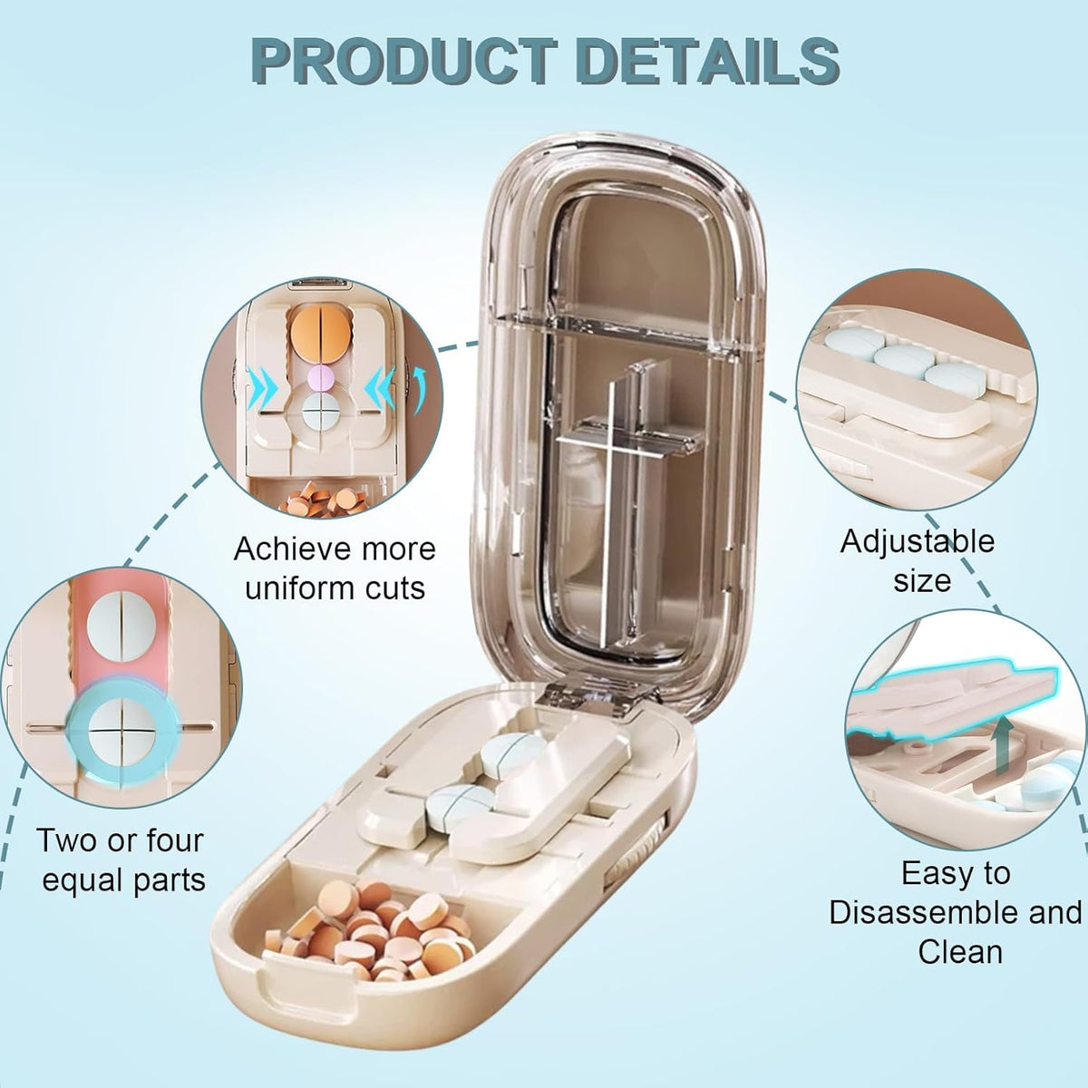Adjustable Pill Cutter and Splitter for Multiple Pills