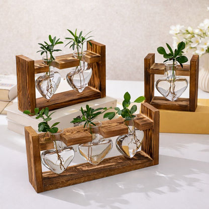 Wooden Frame Hydroponic Plant Vase