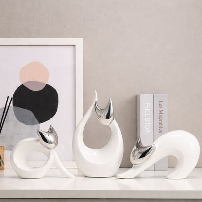 Abstract Ceramic Cat Sculpture