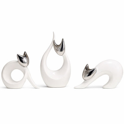 Abstract Ceramic Cat Sculpture