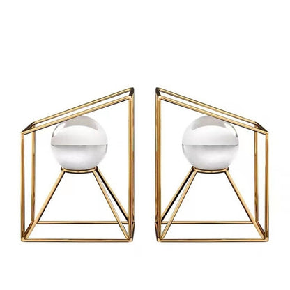 Crystal Sphere Bookends Set