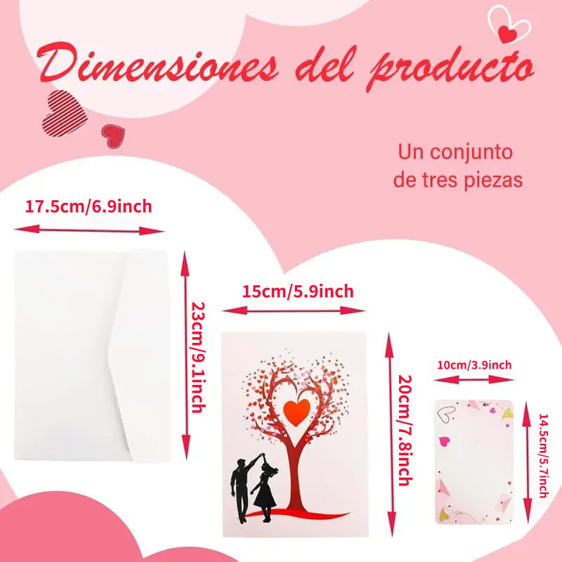 3D Pop-Up Anniversary Card - Romantic Love Tree & Hearts Design💌